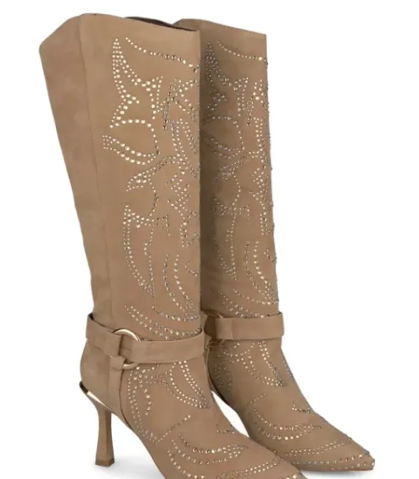 Botas Tacón*Alma en Pena Comprar Bota Tacón Con Estampado De Pedreria
