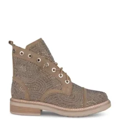 Botines Planos*Alma en Pena Comprar Botin Con Cordones Y Diamantes De Imitacion