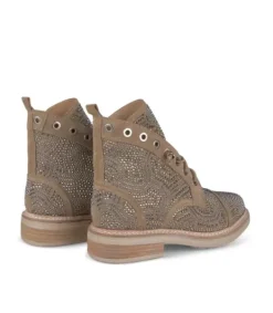 Botines Planos*Alma en Pena Comprar Botin Con Cordones Y Diamantes De Imitacion