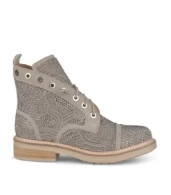 Botines Planos*Alma en Pena Comprar Botin Con Cordones Y Diamantes De Imitacion